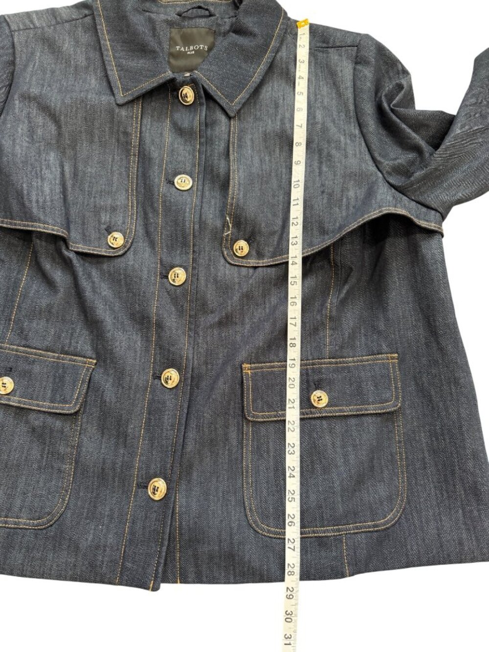 Talbots Plus Womens 3X Refined Denim Short Trench Coat Utility Jacket Barn NEW - Picture 6 of 8